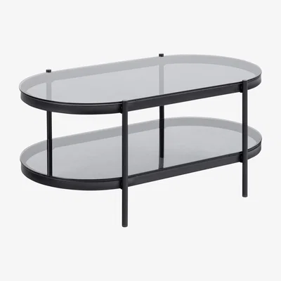 The Range Bayonne Oval Coffee Table with Smoked Glass Top - Smoked Glass