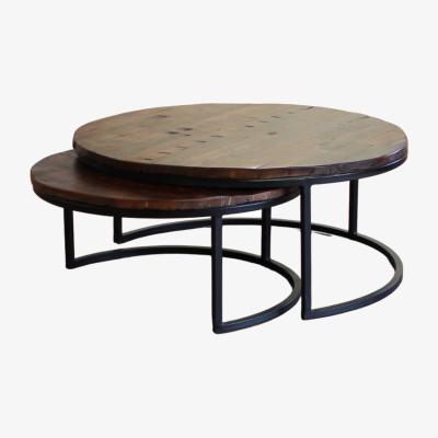 The Range Set of Two Round Mango Wood Coffee Tables - Brown