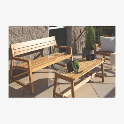 The Range Tramontina Teak Wood Verona Coffee Table 2 Seater Bench - Yellow