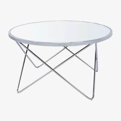 The Range Coffee Table - Atom Chrome Metal Glass-Top Modern Coffee Table - Chrome