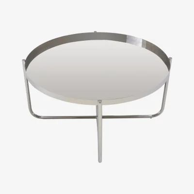 The Range Ember Round Silver Tray Top Coffee Table for Living Room - Silver