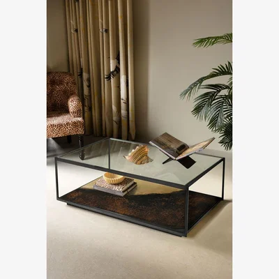Rockett St George Beautiful Burnished Metal & Glass Coffee Table