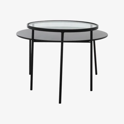 The Range Trento Black Metal and Glass 2 Tier Coffee Table - Black