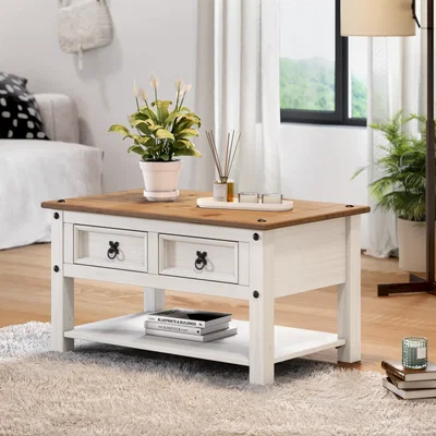 The Range Mercers Furniture Corona 2 Drawer Coffee Table - Distressed White Wax
