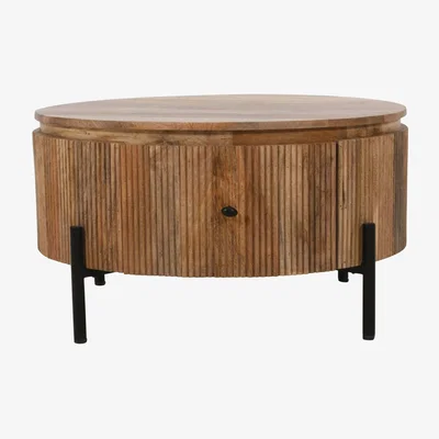 The Range York Natural Solid Wood Coffee Table With Metal Legs - Brown