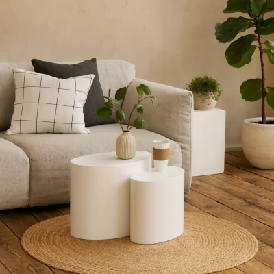 The Range Sendai Gloss Oval Coffee Table Set 2 Piece - White
