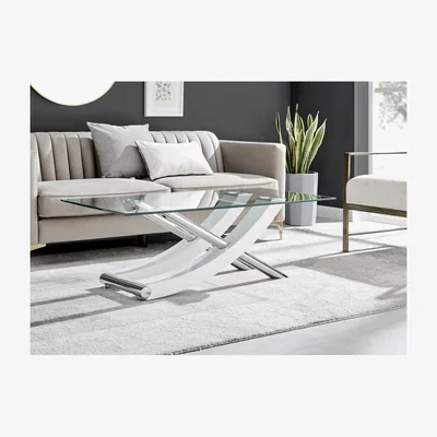 The Range Mayfair White High Gloss  Metal Coffee Table - White
