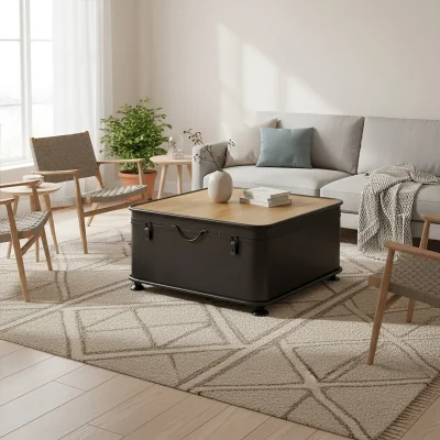 The Range New Foundry Coffee Table With Hinged Top - Black