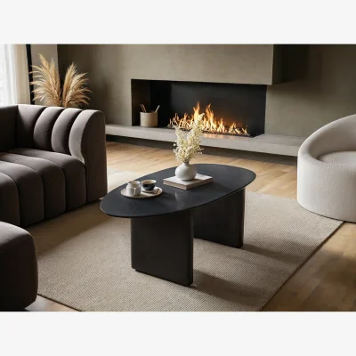 The Range Emil Black Glass Oval Coffee Table - Black