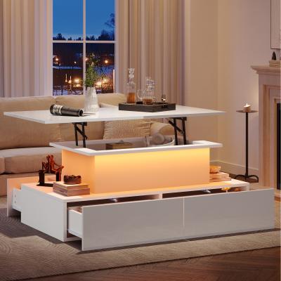 The Range LED High Gloss Coffee Table with 4 Drawers - White