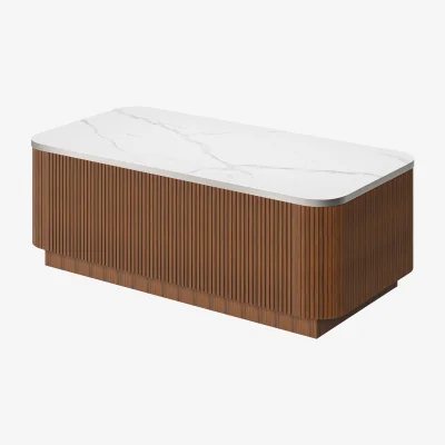 The Range NECHE Storage coffee table with marble surface - Walnut color