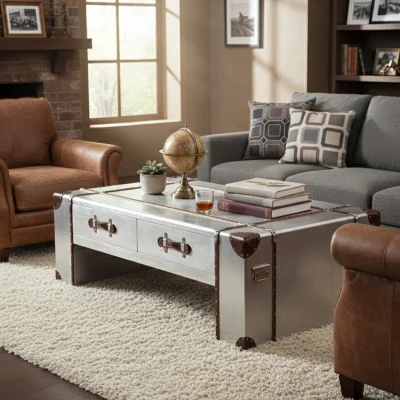The Range Avro Coffee Table with 2 Drawers - Silver