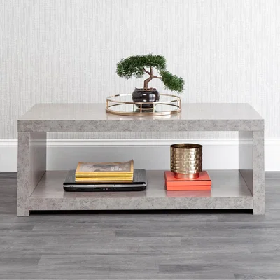 The Range Bloc Coffee Table with Shelf - Concrete
