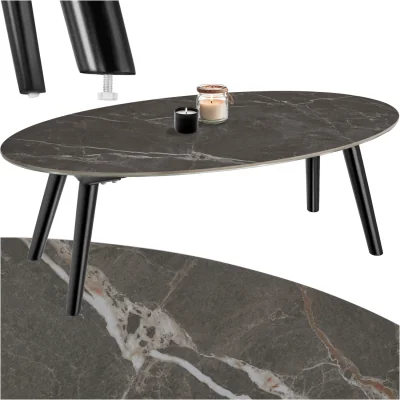 The Range Coffee Table Side Nesting, Marble Effect Tabletop, 100 x 50 x 34.5 cm - Black