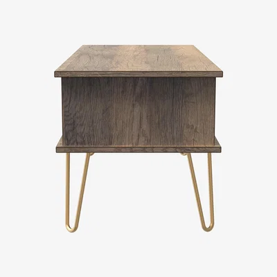The Range Linear Ready Assembled 1 Drawer Coffee Table - White Matt & Vintage Oak