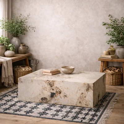 The Range Dingle Coffee Table Pandora Marble Effect Matt Composite - Brown