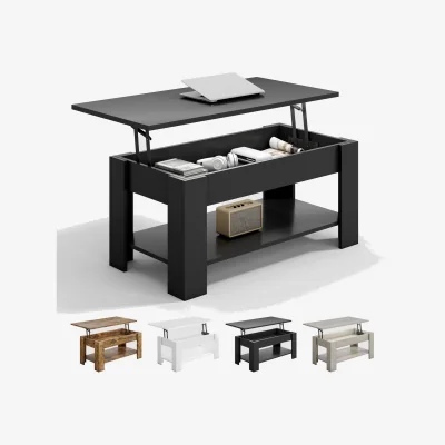 The Range MCC Direct Lift Top Coffee Table Convertible Work Desk Home Storage Dining Table - BLACK
