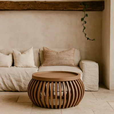 The Range New Mexico Small Round Mango Wood Coffee Table Natural Matt Finish - Brown