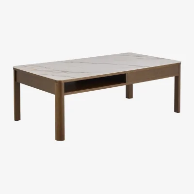 The Range Wyld Haus Rectangular Cream Ceramic Coffee Table with Drawer - Cream