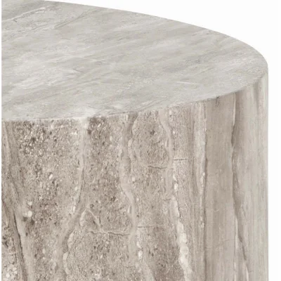 The Range Munkebo Set of 2 Grey Marble-Effect Round Coffee Tables, Matt Finish - Grey
