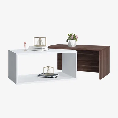 The Range Felica Adjustable 2 Colour Coffee Table - Ruumstore - Walnut/White