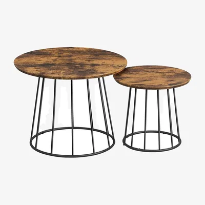 The Range Set of 2 Industrial Coffee Tables - Rustic Brown