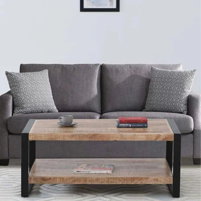 The Range Summit Rectangular Coffee Table with Shelf - Natural