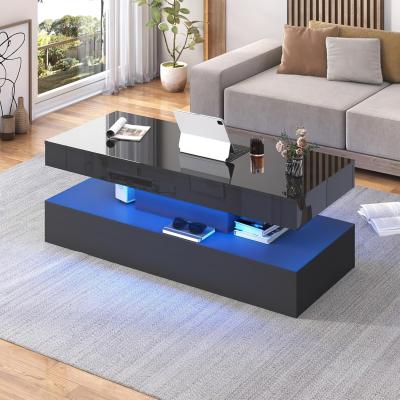 The Range Sleek Coffee Table with LED  - Black