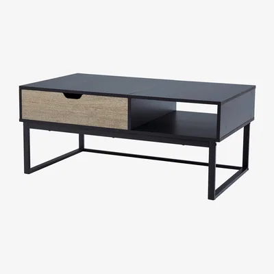 The Range Bryson Two-Tone Lift Top Coffee Table Desk with Storage - Black