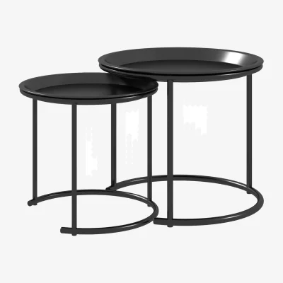 The Range Set Of 2 Metal Nesting Side End Coffee Tables - Black