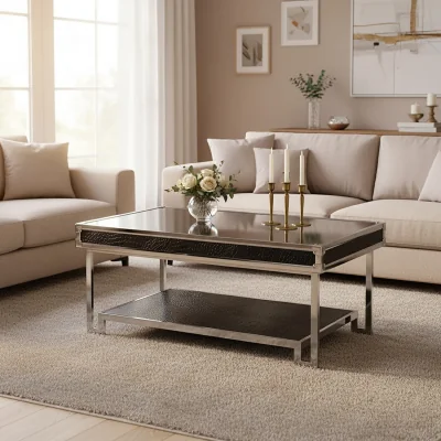 The Range Carla Crocodile Leather Effect Coffee Table - Black
