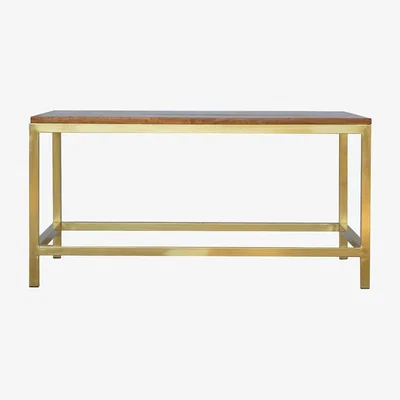 The Range Rectangular Coffee Table With Gold Base - Brown