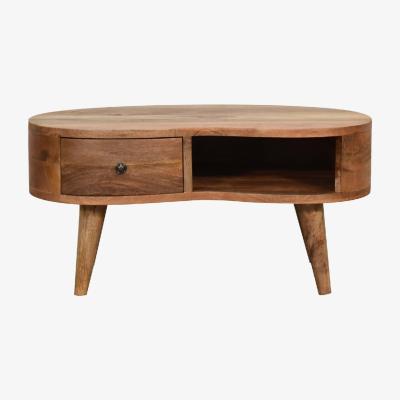The Range Unique Style Handmade Mini Oak-Ish Wave Coffee Table With Drawer - Brown