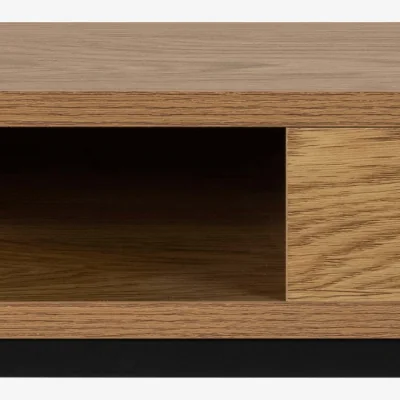 The Range Wyld Haus Pisa Square Coffee Table - Matt Wild Oak-Effect Top, Black Hairpin Steel Base - Natural