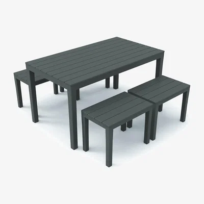 The Range 4 Seat Timor Bench and Coffee Table - Grey