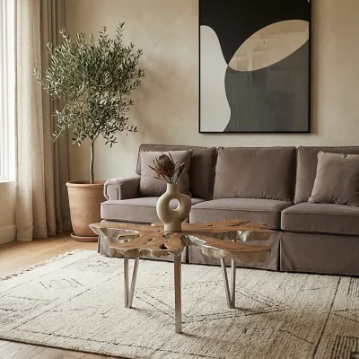 The Range Surak Organic Star Top Teak Wood Coffee Table - Silver
