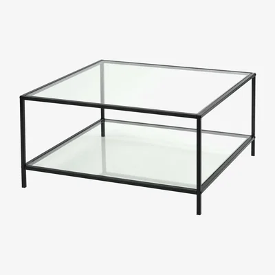 The Range Hudd Square Glass Coffee Table - black / Glass Base