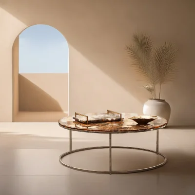 The Range Relic Agate Top Round Coffee Table - Natural
