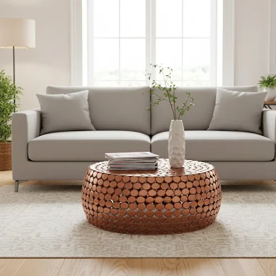 The Range Templar Iron Pebble Design Coffee Table - Gold