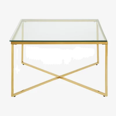 The Range Allure Gold Finish Cross Base Coffee Table - Gold