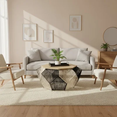 The Range Fusion Black And Silver Woven Hexagon Coffee Table - Black