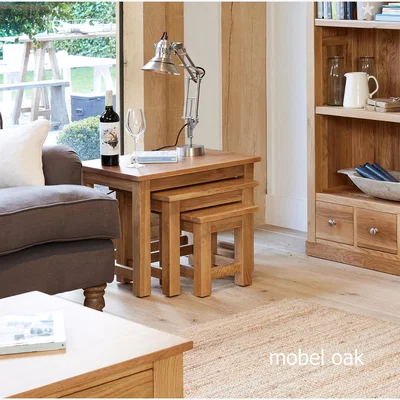 The Range Mobel Oak Nest of 3 Coffee Tables - Light Oak