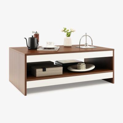The Range Costway Two Tier Coffee Table-Walnut  - Walnut