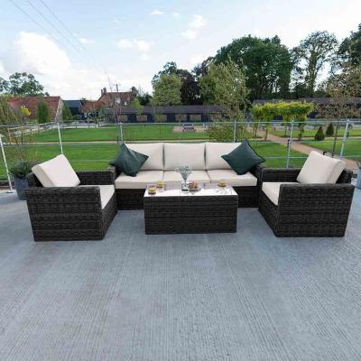 The Range Rattan 5 Seater Sofa Set and Coffee Table - Stone
