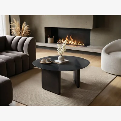 The Range Emil Black Glass Round Coffee Table - Black