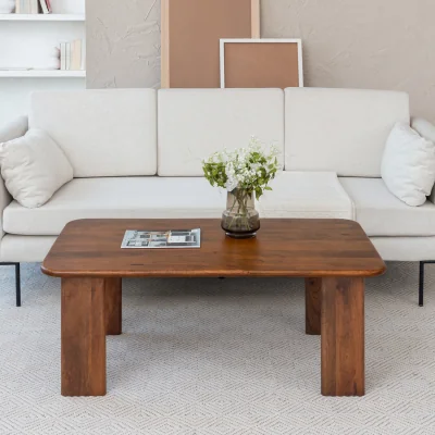 The Range Granite Solid Wood Coffee Table - Walnut