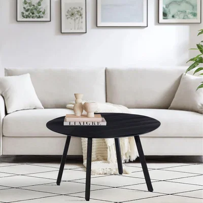 The Range Caribou Mango Wood Round Coffee Table  - Black