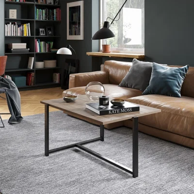 The Range Meride Metal Manufactured Wood Coffee Table - Walnut and Black - Walnut and Black