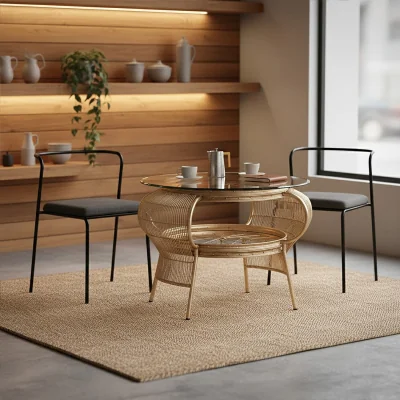 The Range Mantis Champagne Gold Finish Bicycle Wheel Design Coffee Table - Gold