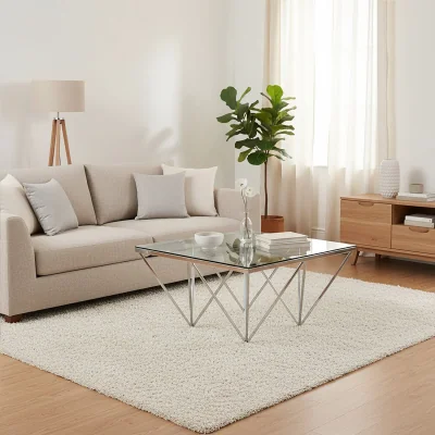 The Range Allure Tempered Glass Coffee Table - Silver
